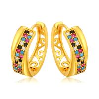 Tibetan Style Drop Earrings, Donut, gold color plated, fashion jewelry & for woman & with rhinestone, nickel, lead & cadmium free, 6x18mm, Sold By Pair