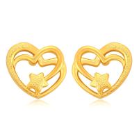 Tibetan Style Stud Earring, Heart, gold color plated, fashion jewelry & for woman & hollow, golden, nickel, lead & cadmium free, 11x10mm, Sold By Pair