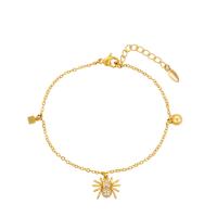 Zinc Alloy armbånd, med 3.3cm extender kæde, Spider, guldfarve belagt, mode smykker & justerbar & for kvinde & med rhinestone, gylden, nikkel, bly & cadmium fri, 12mm, Længde Ca. 17 cm, Solgt af PC