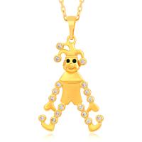 Zinc Alloy Pendants clown gold color plated DIY & with rhinestone golden nickel lead & cadmium free Sold By PC