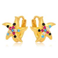 Zinc Alloy Drop Earrings Star gold color plated fashion jewelry & for woman & with rhinestone nickel lead & cadmium free Sold By Pair