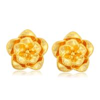 Tibetan Style Stud Earring, Flower, gold color plated, fashion jewelry & for woman, golden, nickel, lead & cadmium free, 10x10mm, Sold By Pair