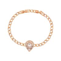 Zinc Alloy Bracelet with 2cm extender chain Teardrop gold color plated fashion jewelry & for woman & with rhinestone golden nickel lead & cadmium free 14mm Length Approx 17.5 cm Sold By PC