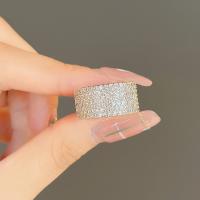 Cubi Circonia Micro Pave anello in ottone, placcato platino, unisex & formato differente per scelta & Micro spianare cubic zirconia, 10mm, Foro:Appross. 3mm, Misura:6-10, Venduto da PC