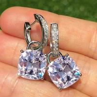 Cubic Zirconia Micro Pave Brass Earring Geometrical Pattern platinum plated micro pave cubic zirconia & for woman 20mm Sold By Pair