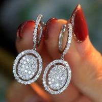 Cubic Zirconia Micro Pave Brass Earring Oval platinum plated micro pave cubic zirconia & for woman 30.50mm Sold By Pair