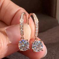 Cubic Zirconia Micro Pave Brass Earring Geometrical Pattern rose gold color plated micro pave cubic zirconia & for woman 7mm Sold By Pair