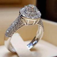 Cubic Zirconia Micro Pave Brass Ring Geometrical Pattern platinum plated & micro pave cubic zirconia & for woman US Ring Sold By PC