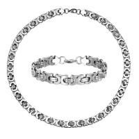 Edelstahl Schmuck Halskette, 304 Edelstahl, 2 Stück & für den Menschen, keine, Länge:ca. 22 cm, ca. 55 cm, verkauft von setzen