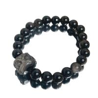 Gemstone Bracelets Silver Obsidian fashion jewelry & Unisex Sold By PC