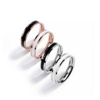 Titanium Steel Finger Ring Vacuum Plating & for woman & epoxy gel Sold By PC