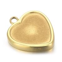 Stainless Steel Heart Pendants 304 Stainless Steel Galvanic plating Unisex golden 14mm Sold By PC