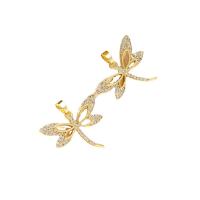 Cirkónia mikro Pave Sárgaréz Medál, Dragonfly, arany színű aranyozott, mikro egyengetni cirkónia & a nő, aranysárga, nikkel, ólom és kadmium mentes, 27x25mm, 2PC-k/Bag, Által értékesített Bag