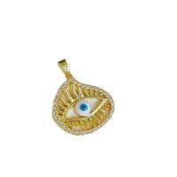 Evil Eye Pendants Brass gold color plated micro pave cubic zirconia & for woman & enamel nickel lead & cadmium free Sold By Bag