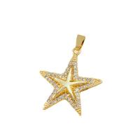 Cubic Zirconia Micro Pave Brass Pendant Star gold color plated micro pave cubic zirconia & for woman nickel lead & cadmium free Sold By Bag