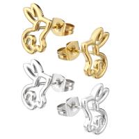 Stainless Steel Stud Earrings 304 Stainless Steel Rabbit Vacuum Ion Plating for woman & hollow Sold By Bag