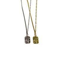 Messing Halskette, mit Verlängerungskettchen von 6cm, Quadrat, plattiert, für Frau, keine, frei von Nickel, Blei & Kadmium, 15x28mm, Länge:ca. 66.5 cm, verkauft von PC