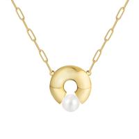 Brass Necklace with Plastic Pearl Donut plated for woman nickel lead & cadmium free Length Approx 45-50 cm Sold By PC