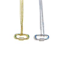 Messing Halskette, mit Verlängerungskettchen von 5cm, plattiert, für Frau & mit Strass & hohl, keine, frei von Nickel, Blei & Kadmium, 73mm, Länge:ca. 40 cm, verkauft von PC