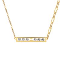 Messing Halskette, plattiert, für Frau & mit Strass, keine, frei von Nickel, Blei & Kadmium, Länge:ca. 45-50 cm, verkauft von PC