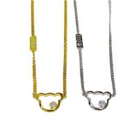Brass Necklace with 6.5cm extender chain Bear plated for woman & with rhinestone & hollow nickel lead & cadmium free 25mm Length Approx 41.5 cm Sold By PC