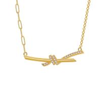 Brass Necklace plated for woman & with rhinestone nickel lead & cadmium free Length Approx 45-50 cm Sold By PC