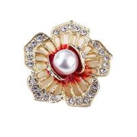 Rhinestone Brooch Zinc Alloy with Plastic Pearl petals fashion jewelry & for woman & with rhinestone nickel lead & cadmium free Sold By PC