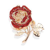 Rhinestone Brooch Zinc Alloy Flower fashion jewelry & for woman & with rhinestone nickel lead & cadmium free Sold By PC