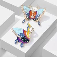 Enamel Brooch Zinc Alloy with Plastic Pearl Butterfly & for woman nickel lead & cadmium free Sold By PC
