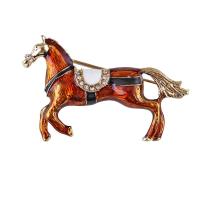 Enamel Brooch, Tibetan Style, Horse, plated, Unisex & with rhinestone, nickel, lead & cadmium free, 53x35mm, Sold By PC
