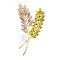 Rhinestone Brooch Zinc Alloy with Plastic Pearl Wheat fashion jewelry & for woman & with rhinestone nickel lead & cadmium free Sold By PC