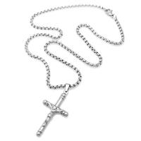 Stainless Steel Jewelry Necklace 304 Stainless Steel Cross fashion jewelry & for man original color Length Approx 23.62 Inch Sold By PC