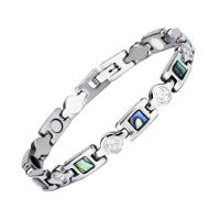 Titanium Steel Bracelet & Bangle fashion jewelry & Unisex & with rhinestone Length Approx 7.68 Inch Sold By PC