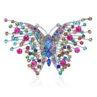 Rhinestone Brooch, Tibetan Style, Butterfly, plated, Unisex & with rhinestone, nickel, lead & cadmium free, 70x45mm, Sold By PC