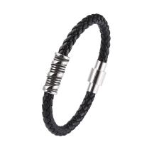 PU Leather Cord Bracelets with 316 Stainless Steel & for man 6mm Sold By PC