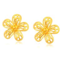Tibetan Style Stud Earring, Flower, gold color plated, fashion jewelry & for woman, golden, nickel, lead & cadmium free, 11.50x11.50mm, Sold By Pair