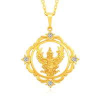 Tibetan Style Pendants, gold color plated, DIY & micro pave cubic zirconia & for man, golden, nickel, lead & cadmium free, 33x42mm, Sold By PC
