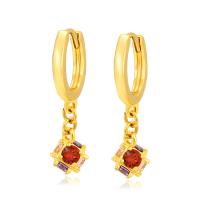 Tibetan Style Drop Earrings, with Cubic Zirconia, gold color plated, fashion jewelry & for woman, more colors for choice, nickel, lead & cadmium free, 6x24mm, Sold By PC