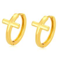 Tibetan Style Drop Earrings, Cross, gold color plated, fashion jewelry & for woman, golden, nickel, lead & cadmium free, 11x19mm, Sold By Pair
