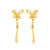Tibetan Style Drop Earrings, Butterfly, gold color plated, fashion jewelry & for woman, golden, nickel, lead & cadmium free, 9x25mm, Sold By Pair