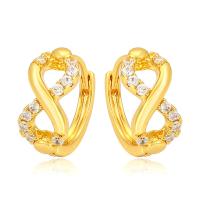 Tibetan Style Drop Earrings, Number 8, gold color plated, fashion jewelry & micro pave cubic zirconia & for woman, golden, nickel, lead & cadmium free, 7x15mm, Sold By Pair