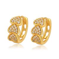 Tibetan Style Drop Earrings, Round, gold color plated, fashion jewelry & micro pave cubic zirconia & for woman, golden, nickel, lead & cadmium free, 6x15mm, Sold By Pair