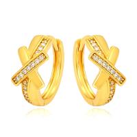 Zinc Alloy Drop Earrings Letter X gold color plated fashion jewelry & for woman & with rhinestone golden nickel lead & cadmium free Sold By Pair