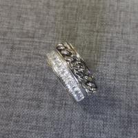 Пальцевидное Кольцо Титановой Стали, титан, вращающийся & разный размер для выбора & инкрустированное микро кубического циркония & Мужский, размер:6-9, продается PC