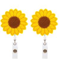 ABS Plastic Badge Holder, with PVC Plastic, Sunflower, Unisex & retractable, more colors for choice, 50x32mm, Sold By PC