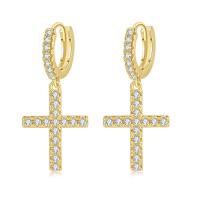Cubic Zirconia Micro Pave Brass Earring, plated, micro pave cubic zirconia & for woman, more colors for choice, nickel, lead & cadmium free, 12mm, Sold By Pair