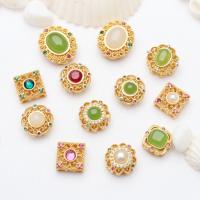 Brass Spacer Beads matte gold color plated DIY & with rhinestone Sold By PC