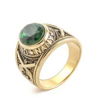Rhinestone-Edelstahl -Finger-Ring, 304 Edelstahl, verschiedene Größen vorhanden & für den Menschen & mit Strass, keine, verkauft von PC