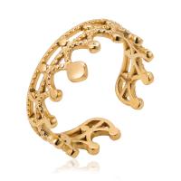 Titanium Steel Finger Ring Vacuum Plating Adjustable & for woman & hollow gold 17mm Sold By PC