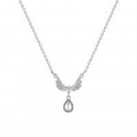 Zinc Alloy Jewelry Necklace with Sea Opal with 1.96 inch extender chain platinum color plated for woman & with rhinestone Length Approx 18.89 Inch Sold By PC